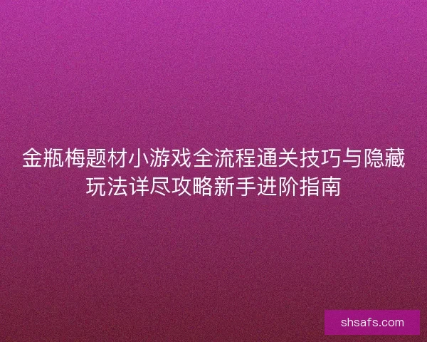 金瓶梅题材小游戏全流程通关技巧与隐藏玩法详尽攻略新手进阶指南