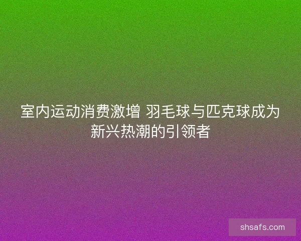 室内运动消费激增 羽毛球与匹克球成为新兴热潮的引领者